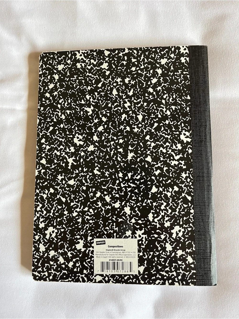 Staples Black Marble Composition Notebook Wide Ruled 100 Sheets 9.75x7.5 In